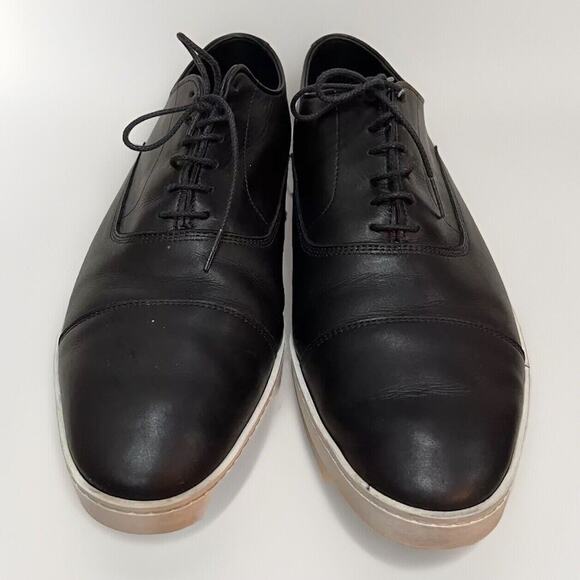 Mens Allen Edmonds Park Avenue Black Leather Cap-toe Oxford Dress Sneakers-10 main image 5